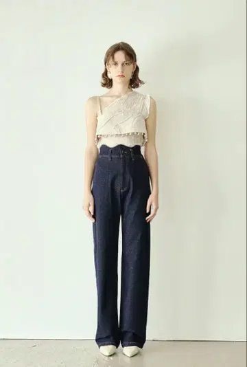 Eaphi 데님 WAVE DESIGN HIGH WAIST DENIM