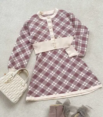 MAJESTIC LEGON 레이디 패턴 가디건 세트 원피스