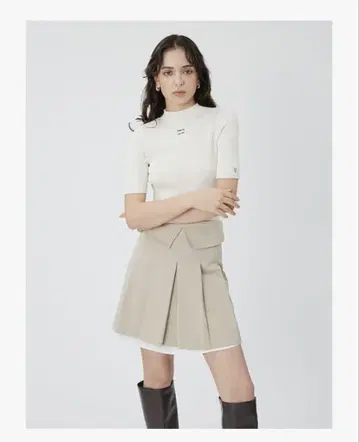 FRAYI.D x pierre cardin 하프 슬리브 리브 니트 풀오버