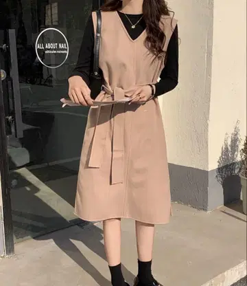 V넥 오버롤 스커트 원피스 Diosfront ZOZO