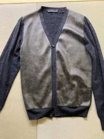 ZARA MAN 가죽 절개 니트 가디건 M