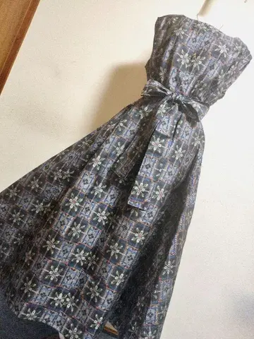 1763 기모노 리메이크 오시마 명주 A라인 롱 원피스