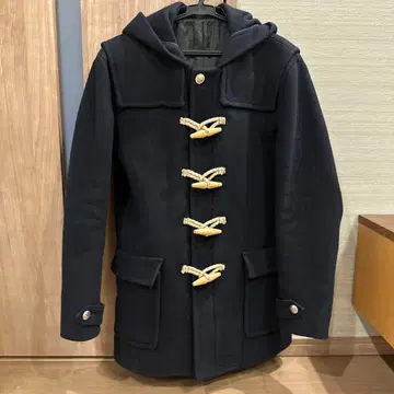 다크 네이비 남성용 더플 코트 후드 부착