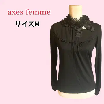 axes femme 블랙 레이스 옷깃 티셔츠 긴팔 M 사이즈