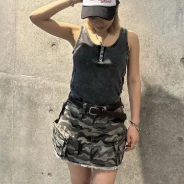 aclent 카모플라주 타이트 카고 미니 스커트