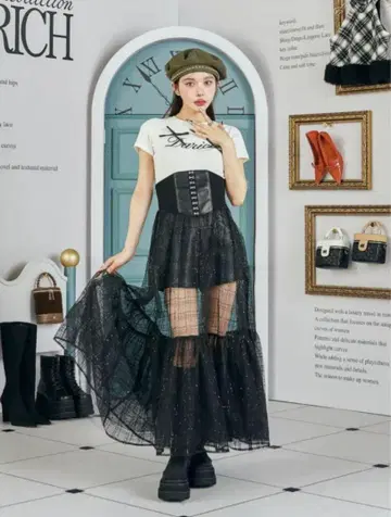 다리치 코르셋 스팽글 샤샤 스커트