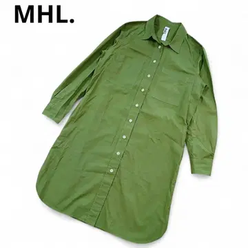 MHL. 마가렛호웰 롱 기장 셔츠 원피스 그린