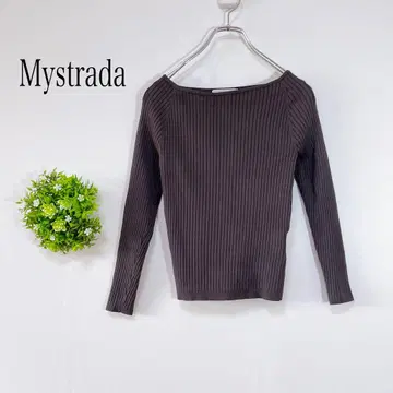 Mystrada [38] 리브 니트 긴팔 보드넥 핏감 슬림