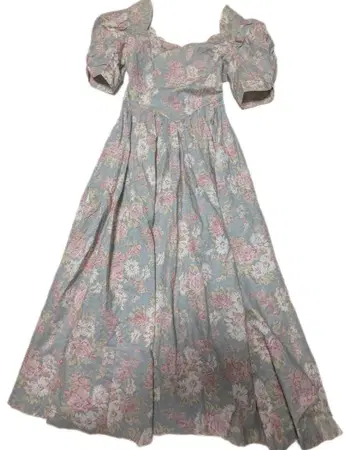90s laura ashley 스캘럽 넥 꽃무늬 원피스