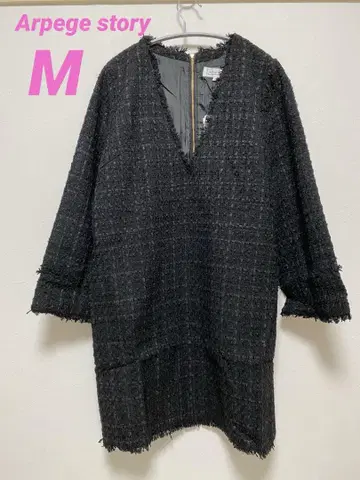 Arpege story 트위드 V넥 미니 원피스 블랙 M