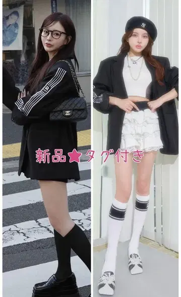 새상품 택 포함 다리치 사이드 라인 트랙 오버 자켓 블랙