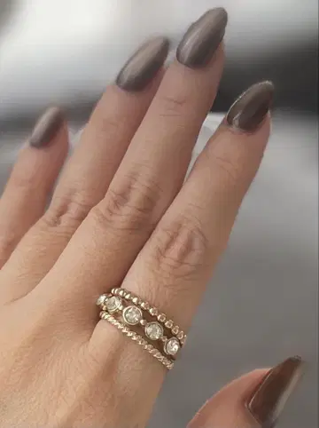 H.P.FRANCE 골드 3연 반지 크리스탈 장식 13호~15호