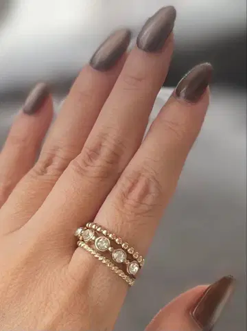 H.P.FRANCE 골드 3연 반지 크리스탈 장식 13호~15호