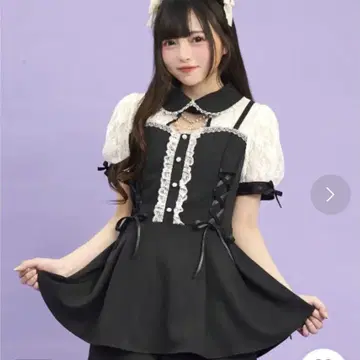 시크릿 허니 액세서리 체인 부착 뷔스티에풍 셋업