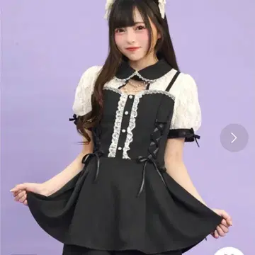 시크릿 허니 액세서리 체인 부착 뷔스티에풍 셋업