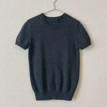 랄프 로렌 여성용 반팔 니트 M 썸머 니트 차콜 그레이