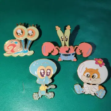 스펀지밥 게리 이카루도 샌디 크랩 핀즈 핀 배지