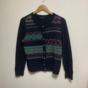 LAURA ASHLEY 네이비 가디건 기하학 패턴 L 사이즈