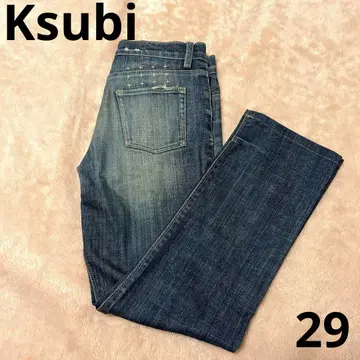 Ksubi 스트레이트 데님 데미지 가공 다크 블루 29인치