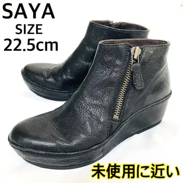 SAYA 사야 사이드 지퍼 숏부츠 가죽 여성용 22.5cm 블랙