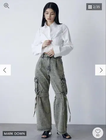 스트링 데님 카고 팬츠