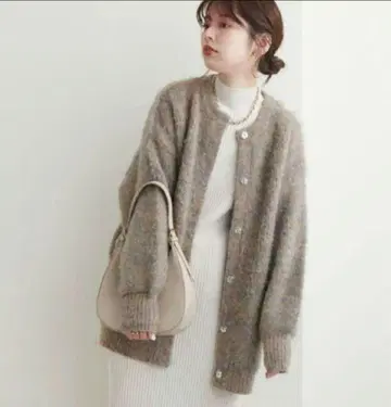 natural couture 컬러 멜란지 안감 니트 코트 가디건