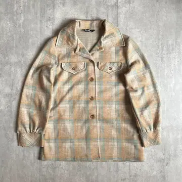 [70s vintage] 셔츠 자켓 옴브레 체크 빅 옷깃 구제 의류