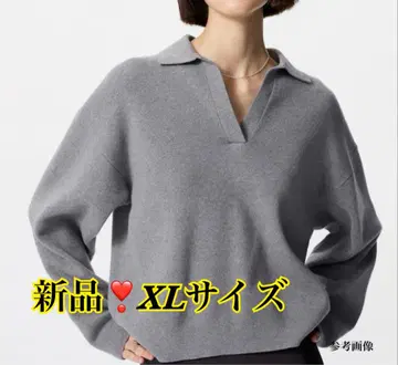 새상품! UNIQLO 스무스 코튼 릴랙스 폴로 스웨터 XL 그레이