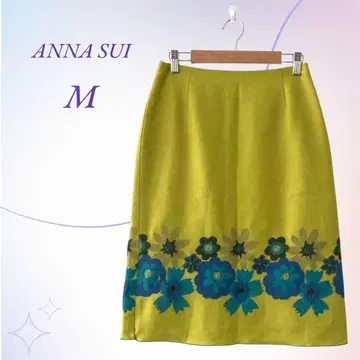 ANNA SUI / 꽃무늬 자수 장식 울 스커트 USA 제조