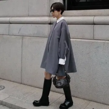 더블 크로스 바이 컬러 드레스 마차팅