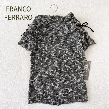 택 포함 새상품 FRANCO FERRARO 울 하이넥 리본 반팔 니트 2