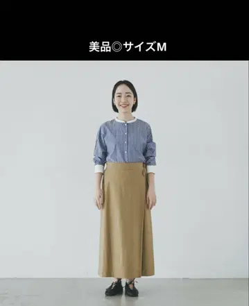 북유럽,  코다와리 실루엣의 린넨 혼방 랩스커트 베이지 M
