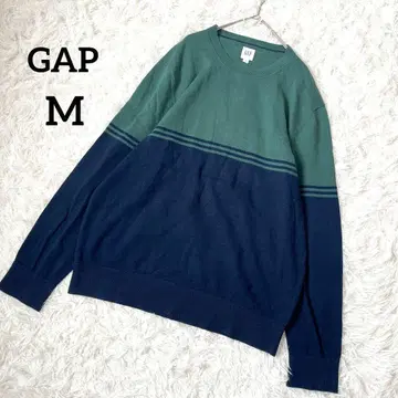 새상품급 GAP 긴팔 니트 그린 네이비 바이컬러 M 남성용 5712