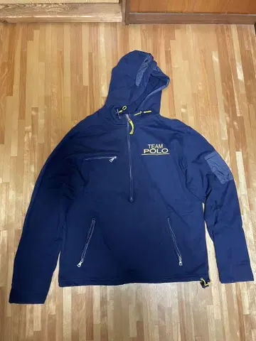 TEAM POLO 후드 부착 네이비 후드티