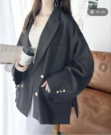 클래식 엘프 사이드 슬릿 오버 사이즈 더블 자켓