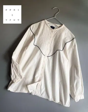 늑대와 올빼미 TANDEY 핀턱 밴드 카라 코튼 블라우스