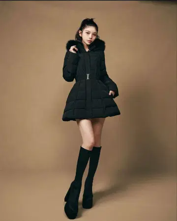 레이디 미디 다운 코트 blk