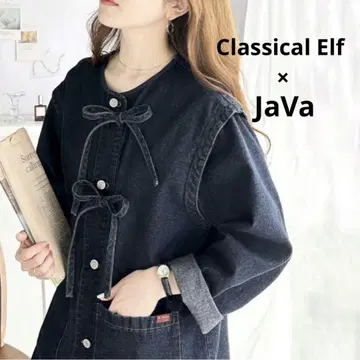 Classical Elf x JaVa 자바 콜라보 리본 데님 자켓 XL