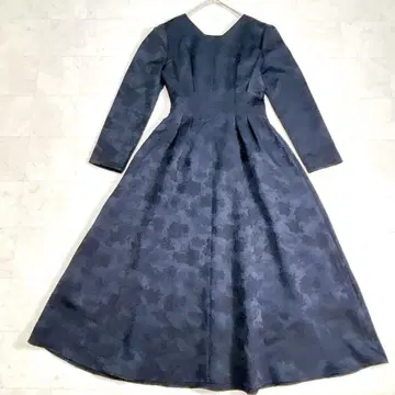 tocco closet 허리 턱 플라워 자카드 원피스 네이비