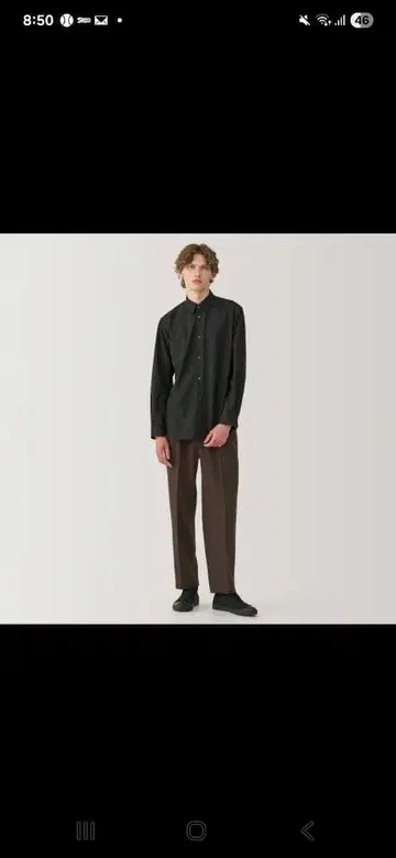 MUJI Labo 캐시미어 혼방 턱 팬츠 다크 브라운 XL