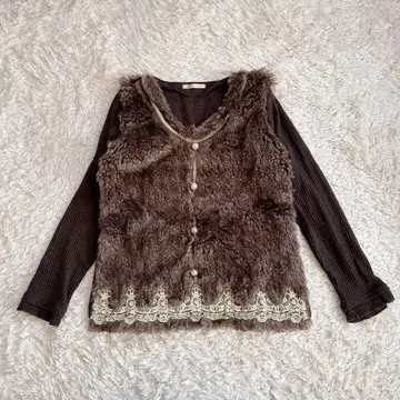 새상품급 엑시즈팜 퍼 니트 펄 버튼 모리걸 y2k 히메 스타일