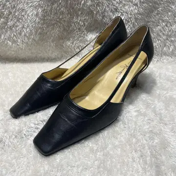 긴자 카네마츠 플랫 펌프스 가죽 블랙 23.5cm