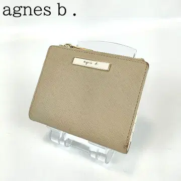 agnes b. 에네스베 접이식 지갑 사피아노 가죽 베이지