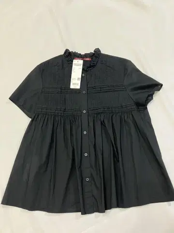 코튼 프릴 셔츠 L 블랙