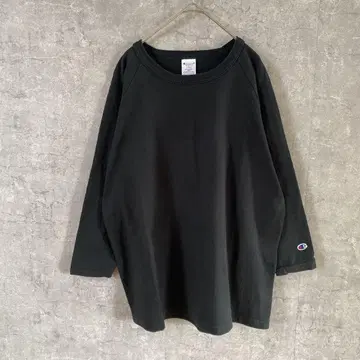 USA제 챔피온 7부 소매 T셔츠 무지 블랙 여성용 L 사이즈