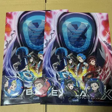 베이블레이드 X 클리어 파일 캔뱃지 4종 컴플리트 세트