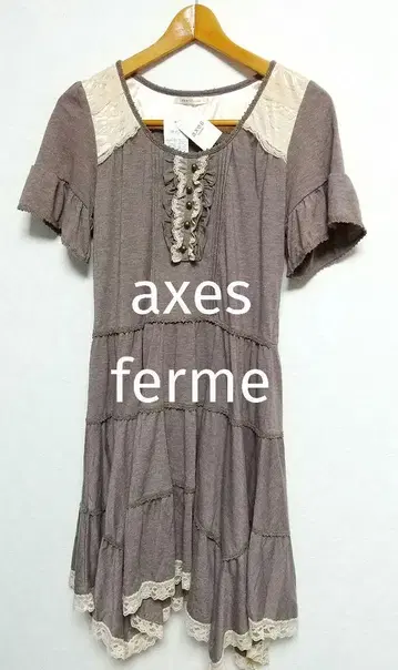 axes ferme 반팔 브라운 원피스 미사용 택 포함 프릴 레이스