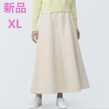 MUJI 나무 열매에서 만든 카포크 혼방 플레어 스커트 여성 XL 생지