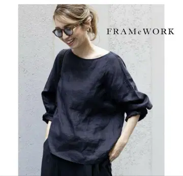 FRAMeWORK 프렌치 린넨 보트넥 풀오버 블랙 화이트 2장