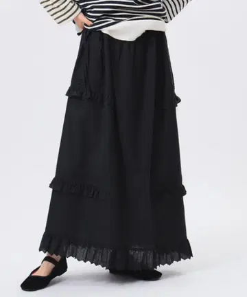 BEAMS BOY 유로 빈티지 턱 스커트 블랙 빔즈 보이